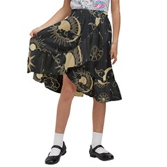 Star Colorful Christmas Abstract Kids  Ruffle Flared Wrap Midi Skirt by Apen