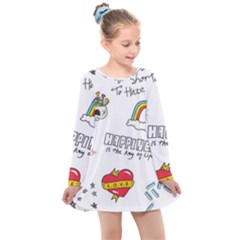 Abstract Fashion Background Suitable Fabric Printing Kids  Long Sleeve Dress by Apen