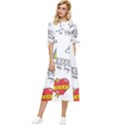 Abstract Fashion Background Suitable Fabric Printing Bow Sleeve Chiffon Midi Dress View1