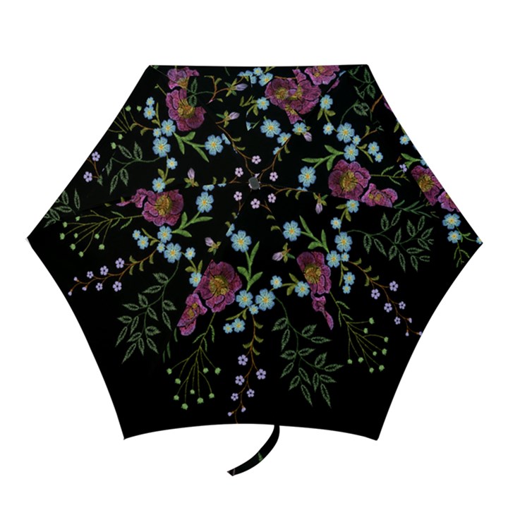 Embroidery Trend Floral Pattern Small Branches Herb Rose Mini Folding Umbrellas