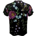 Embroidery Trend Floral Pattern Small Branches Herb Rose Men s Cotton T-Shirt View2