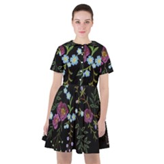 Embroidery Trend Floral Pattern Small Branches Herb Rose Sailor Dress by Apen