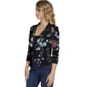 Embroidery Trend Floral Pattern Small Branches Herb Rose Women s Casual 3/4 Sleeve Spring Jacket View2