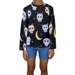 Cute Art Print Pattern Kids  Long Sleeve Swimwear by Apen