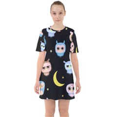 Cute Art Print Pattern Sixties Short Sleeve Mini Dress by Apen