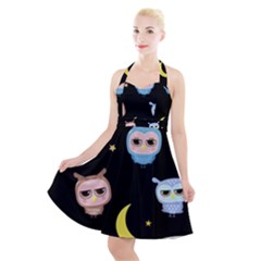 Cute Art Print Pattern Halter Party Swing Dress  by Apen