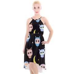 Cute Art Print Pattern High-low Halter Chiffon Dress  by Apen