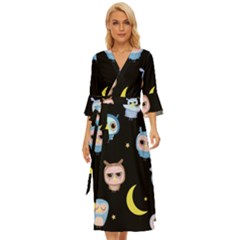 Cute Art Print Pattern Midsummer Wrap Dress