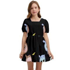 Cute Art Print Pattern Kids  Short Sleeve Dolly Dress by Apen