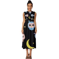 Cute Art Print Pattern Sleeveless Round Neck Midi Dress by Apen