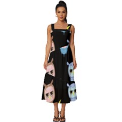 Cute Art Print Pattern Square Neckline Tiered Midi Dress by Apen