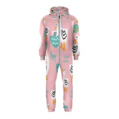 Cute Owl Doodles With Moon Star Seamless Pattern Hooded Jumpsuit (kids) by Apen