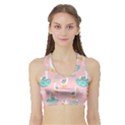 Cute Owl Doodles With Moon Star Seamless Pattern Sports Bra with Border View1