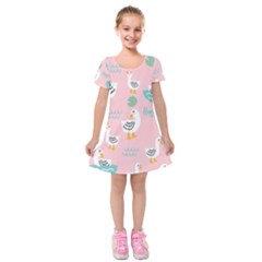 Cute Owl Doodles With Moon Star Seamless Pattern Kids  Short Sleeve Velvet Dress by Apen