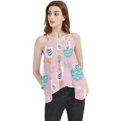 Cute Owl Doodles With Moon Star Seamless Pattern Flowy Camisole Tank Top by Apen