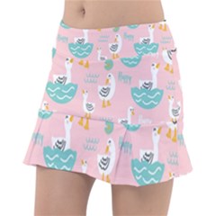 Cute Owl Doodles With Moon Star Seamless Pattern Classic Tennis Skirt by Apen