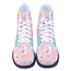 Cute Owl Doodles With Moon Star Seamless Pattern Women s High-top Canvas Sneakers by Apen