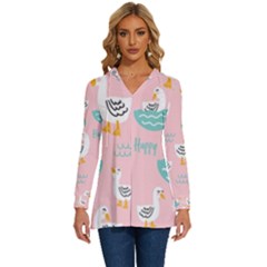 Cute Owl Doodles With Moon Star Seamless Pattern Long Sleeve Drawstring Hooded Top by Apen