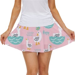 Cute Owl Doodles With Moon Star Seamless Pattern Women s Skort by Apen