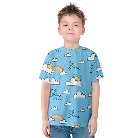 Sky Pattern Kids  Cotton T-shirt by Apen