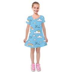 Sky Pattern Kids  Short Sleeve Velvet Dress by Apen