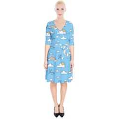 Sky Pattern Wrap Up Cocktail Dress by Apen