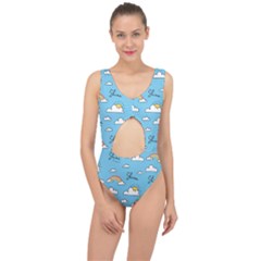 Sky Pattern Center Cut Out Swimsuit by Apen