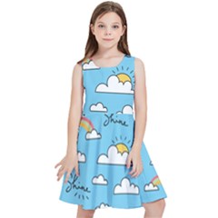 Seamless Pattern Vector Owl Cartoon With Bugs Kids  Skater Dress