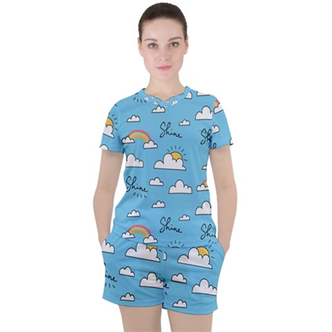 Seamless Pattern Vector Owl Cartoon With Bugs Women s T-shirt And Shorts Set by Apen