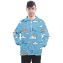 Seamless Pattern Vector Owl Cartoon With Bugs Men s Half Zip Pullover View1