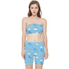 Sky Pattern Stretch Shorts And Tube Top Set by Apen