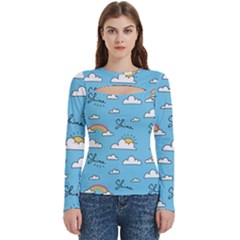 Sky Pattern Women s Cut Out Long Sleeve T-shirt by Apen