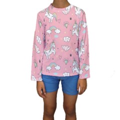 Cute Unicorn Seamless Pattern Kids  Long Sleeve Swimwear by Apen