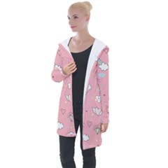 Cute Unicorn Seamless Pattern Longline Hooded Cardigan by Apen