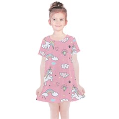 Cute Unicorn Seamless Pattern Kids  Simple Cotton Dress by Apen