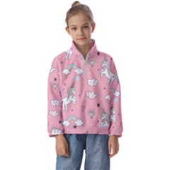 Cute Unicorn Seamless Pattern Kids  Half Zip Hoodie by Apen