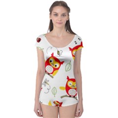 Seamless Pattern Vector Owl Cartoon With Bugs Boyleg Leotard  by Apen