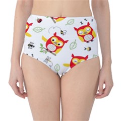 Seamless Pattern Vector Owl Cartoon With Bugs Classic High-waist Bikini Bottoms by Apen