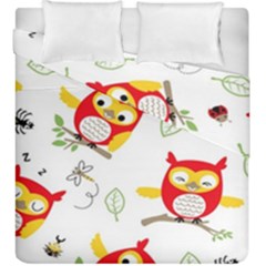 Seamless Pattern Vector Owl Cartoon With Bugs Duvet Cover Double Side (king Size) by Apen