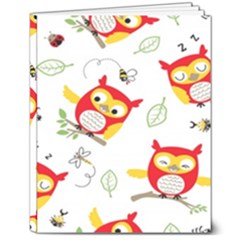 Seamless Pattern Vector Owl Cartoon With Bugs 8  X 10  Softcover Notebook by Apen