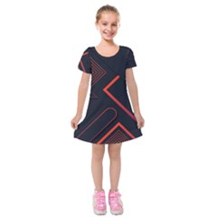 Gradient Geometric Shapes Dark Background Design Kids  Short Sleeve Velvet Dress by Apen