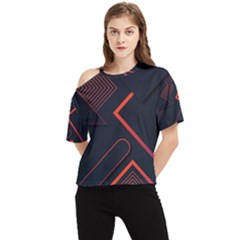 Gradient Geometric Shapes Dark Background Design One Shoulder Cut Out T-shirt by Apen