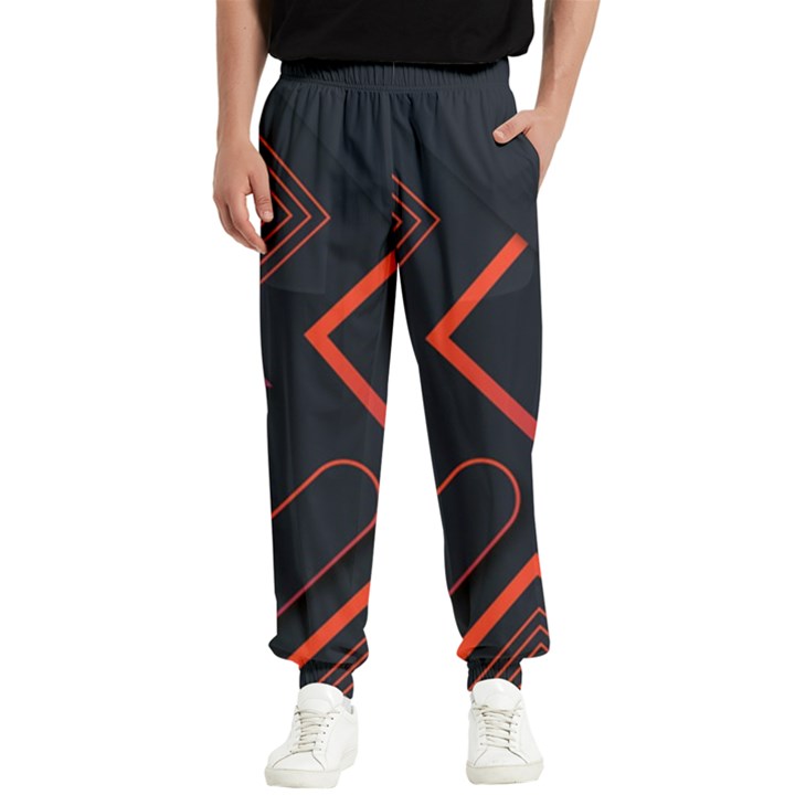 Gradient Geometric Shapes Dark Background Design Men s Elastic Waist Pants