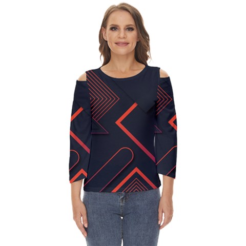 Gradient Geometric Shapes Dark Background Design Cut Out Wide Sleeve Top by Apen