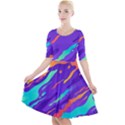 Multicolored Abstract Background Quarter Sleeve A-Line Dress View1