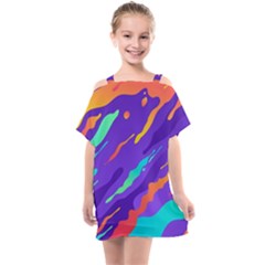 Multicolored Abstract Background Kids  One Piece Chiffon Dress by Apen