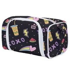 Cute Girl Things Seamless Background Toiletries Pouch by Apen