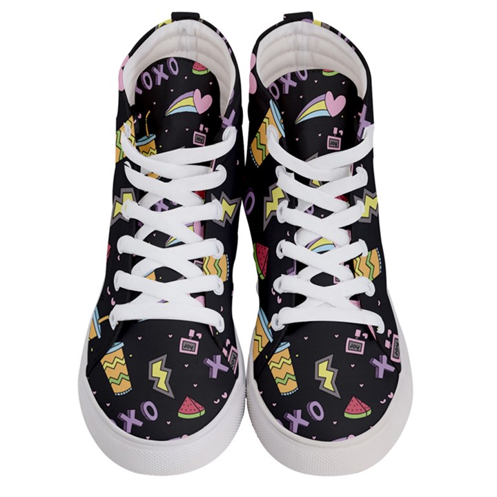 Cute Girl Things Seamless Background Women s Hi-Top Skate Sneakers