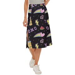 Cute Girl Things Seamless Background Midi Panel Skirt by Apen