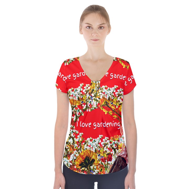 Garden Lover Short Sleeve Front Detail Top